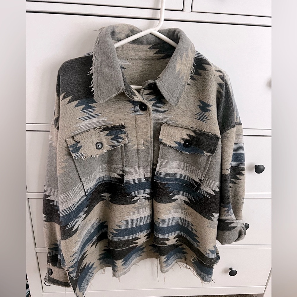 Jacket distressed oversized